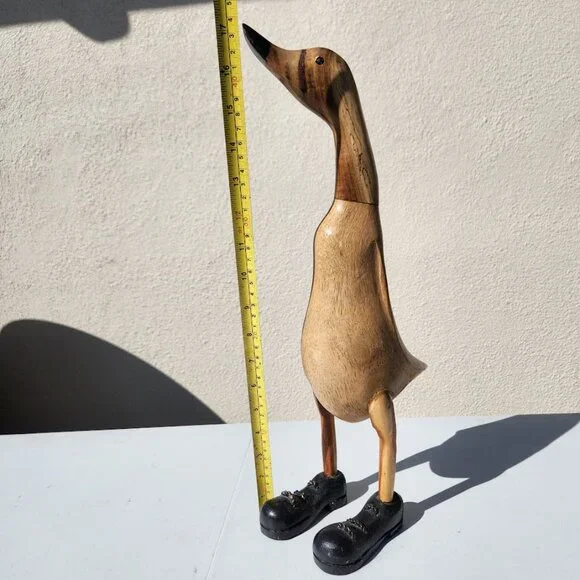 Vintage Duck in Lace-up Black Shoes Boots Home Decor Carved Wooden Wood - SUPER - Picture 14 of 14